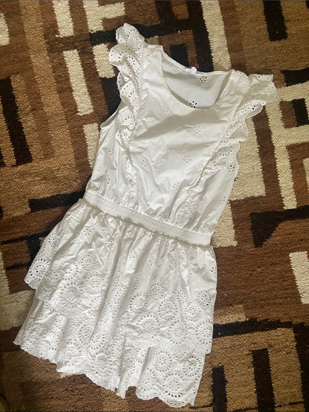 Steve Madden White Eyelet Ruffle Mini Dress S